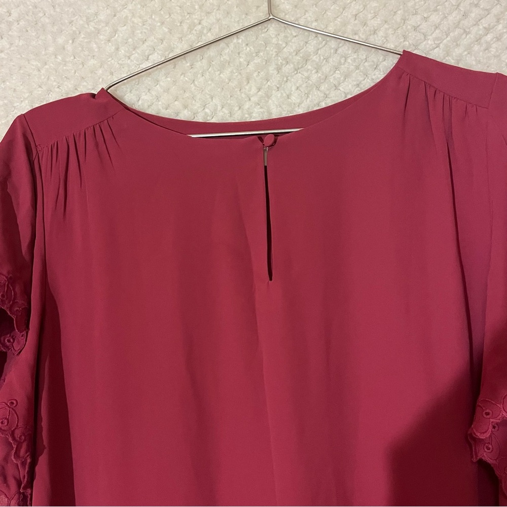 LOFT Mini Dress Flutter Sleeve Drawstring Waist Flowy Flattering Womens Medium - Picture 5 of 9